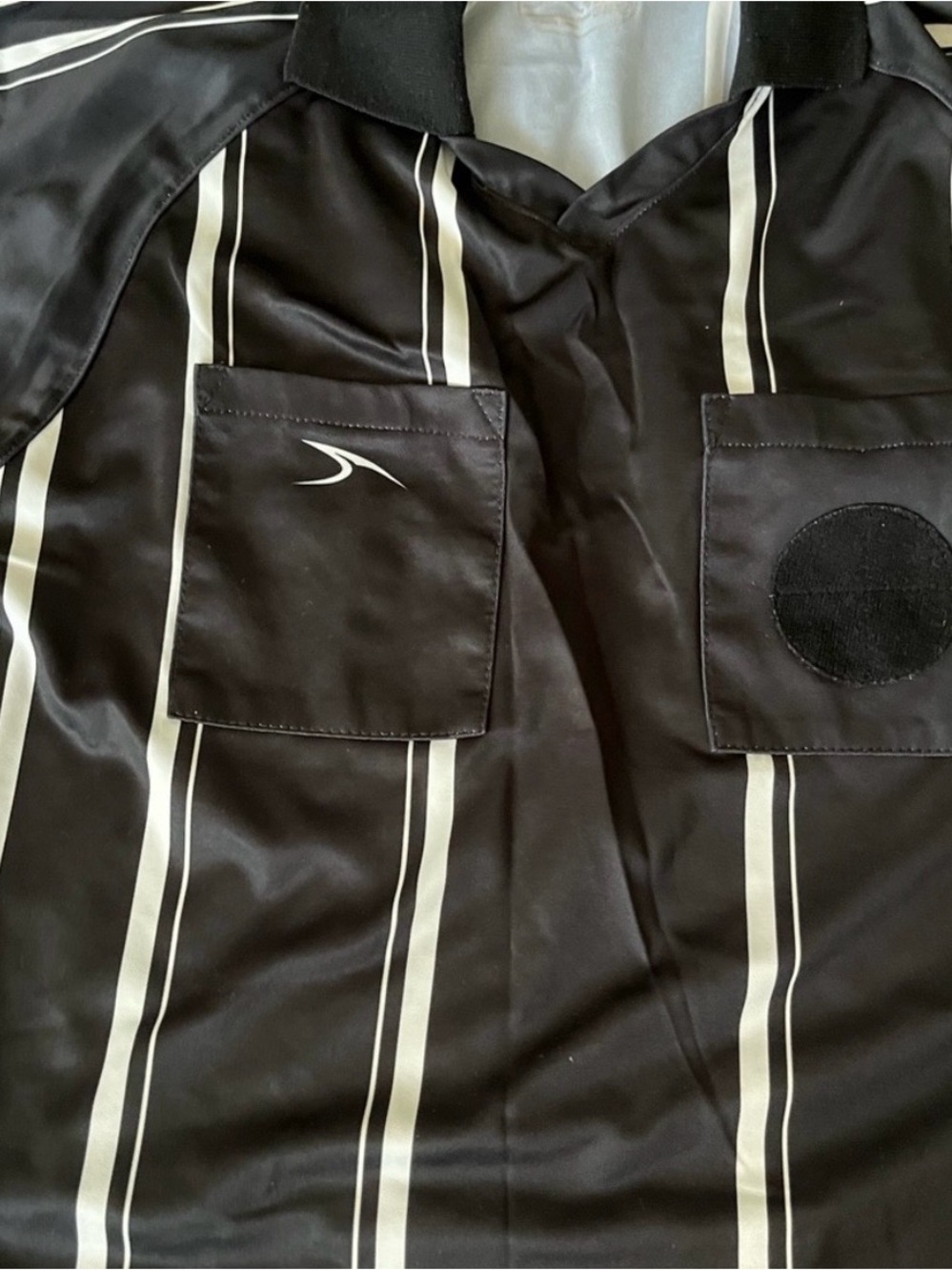 Black Striped referee  Shirt with White Pinstripes -short sleeved
